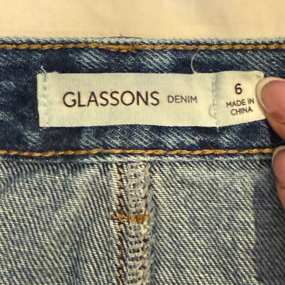 Glassons Denim Mini Skirt Size 6 Blue Classic A-Line Jean Skirt Casual Y2K - Picture 4 of 6